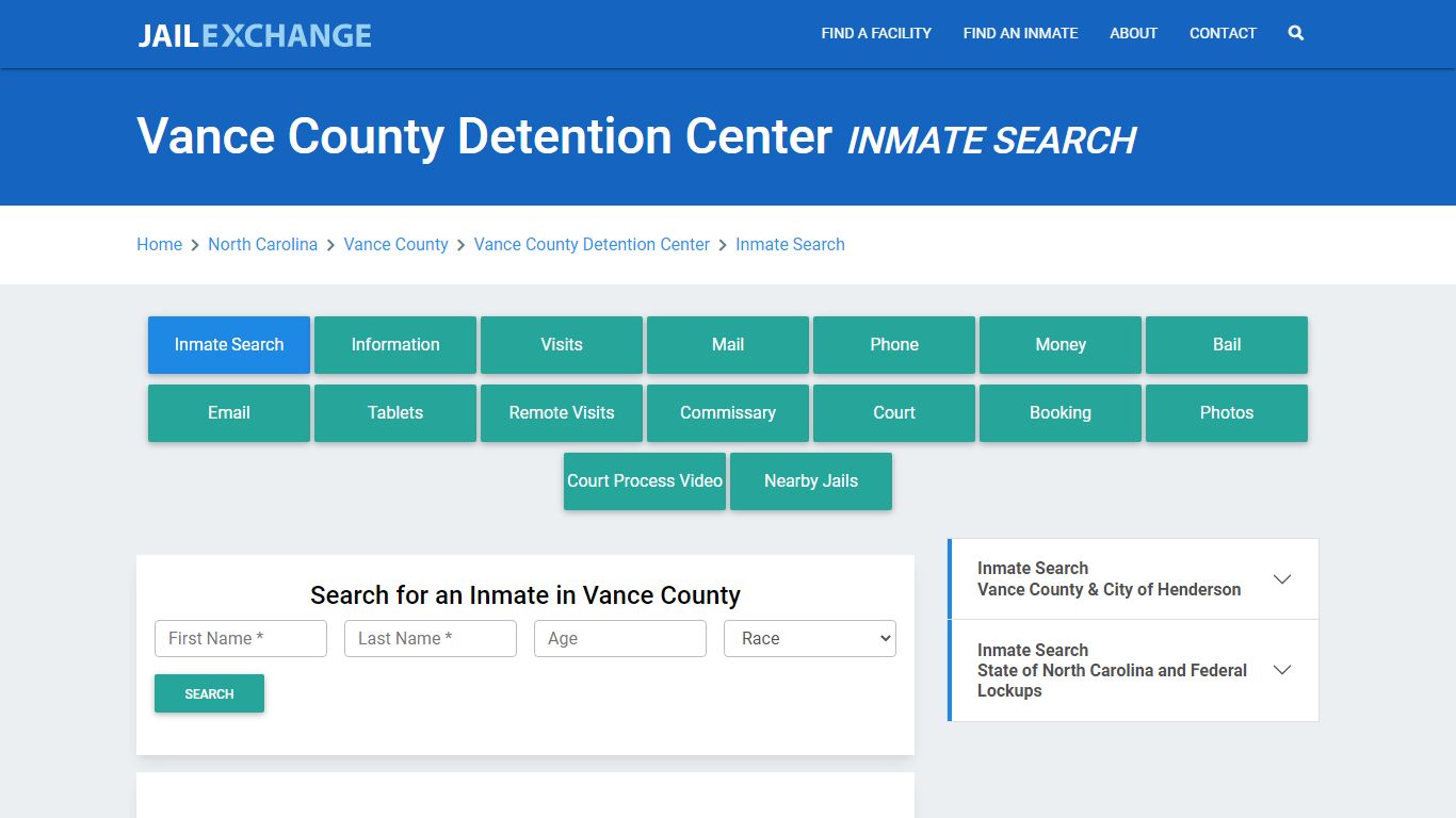 Vance County Detention Center Inmate Search - Jail Exchange