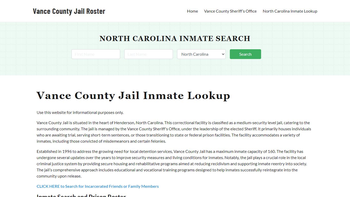 Vance County Jail Roster Lookup, NC, Inmate Search