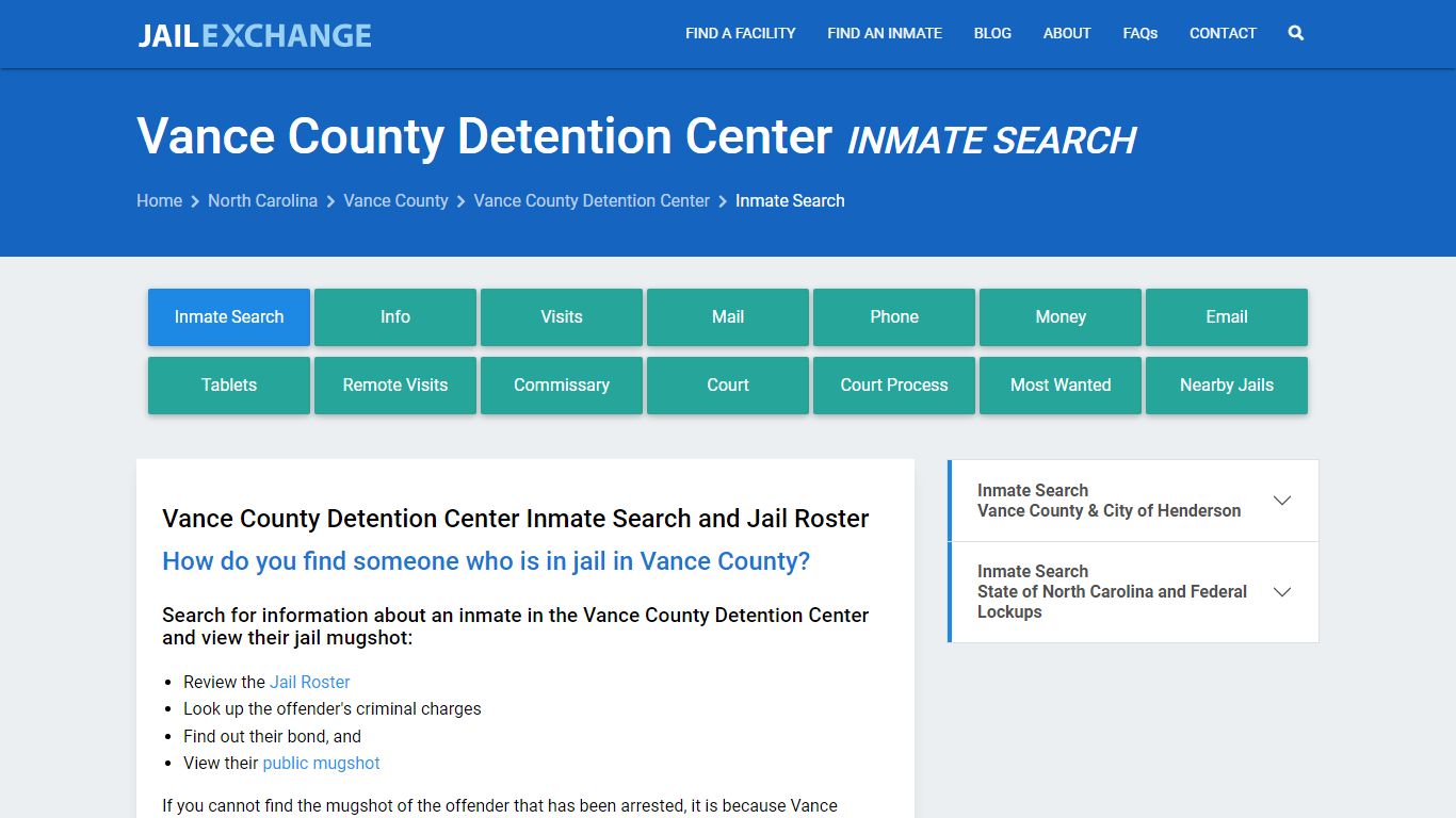Vance County Detention Center Inmate Search - Jail Exchange